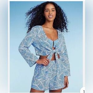 womens tie front long sleeve beach cover up shade and shore